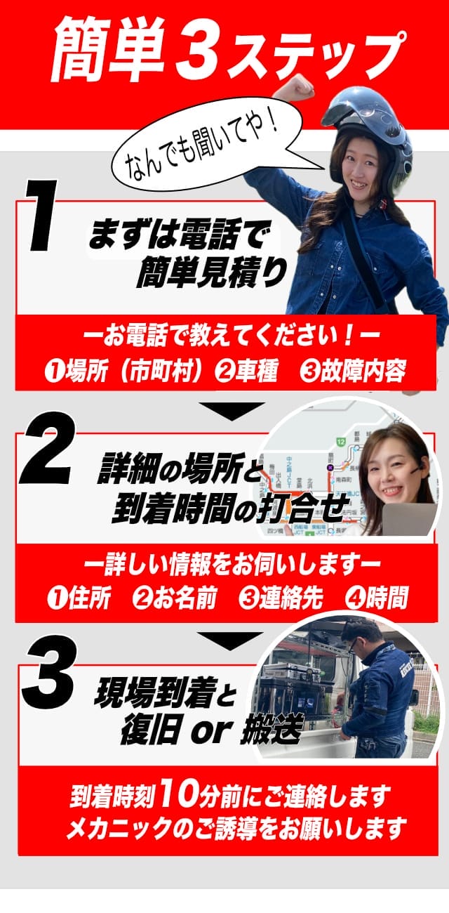 バイクレッカー簡単ステップ　滋賀