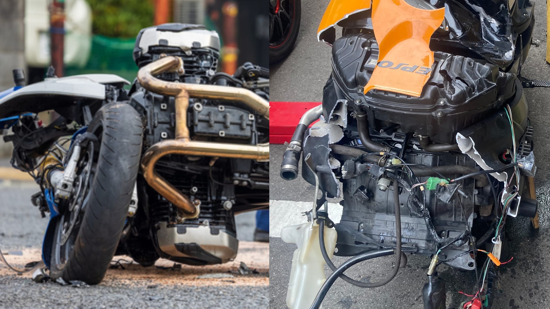 事故、故障で大破したバイク